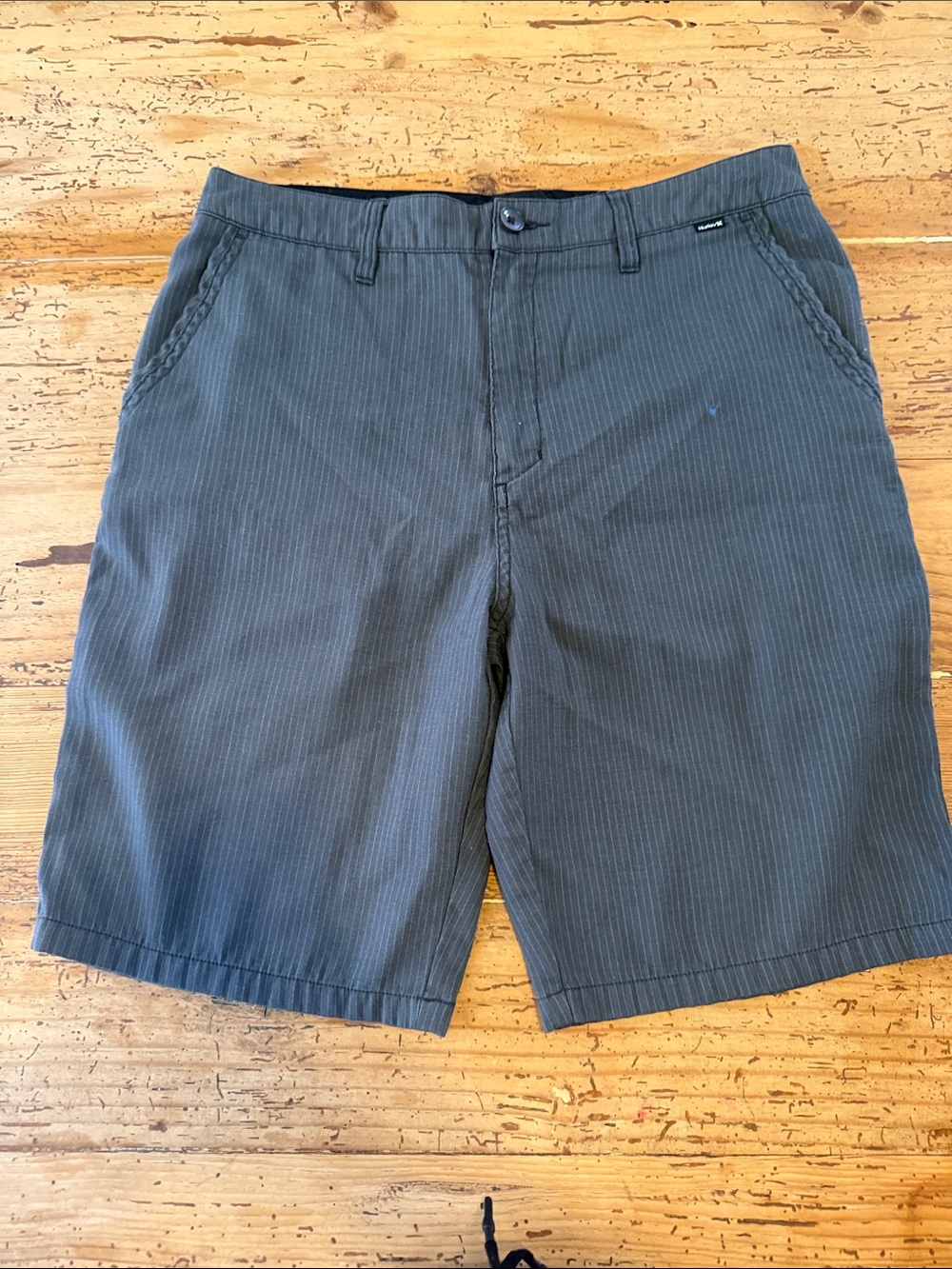Hurley Charcoal Pinstripe Flat-Front Shorts